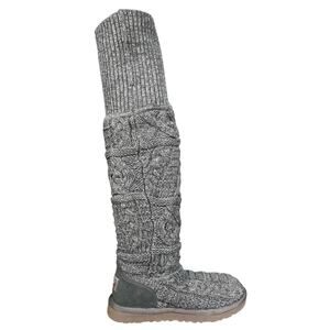 UGG Women’s Over The Knee Twisted Cable Grey Knit Boots Size US 8